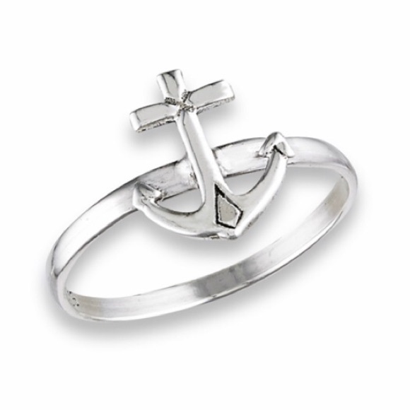 Sterling Silver Anchor Ring Jewelry Size 8